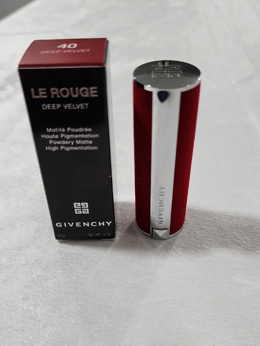 Givenchy Le Rouge Deep Velvet Matte High Pigmentation Lipstick. Red Velvet Case